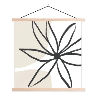 Produktbild von MuchoWow® Textilposter Blumen - Minimalismus - Pastell 60x60 cm mit holzfarbenen Rahmen - Wanddekoration