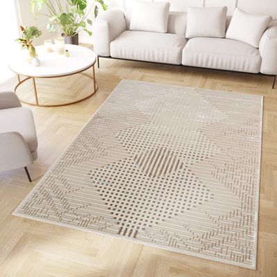 Koberec s krátkym vlasom lesklý hnedý béžový 3D efekt Obývacia izba spálňa dizajn 250 x 350 cm