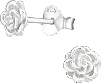 Produktbild von Ohrstecker Rose Silber 925: Rosen Ohrringe