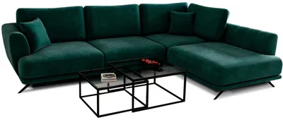 Produktbild von Eckschlafsofa ZAFRINA – dunkelgrün, rechte Ecke