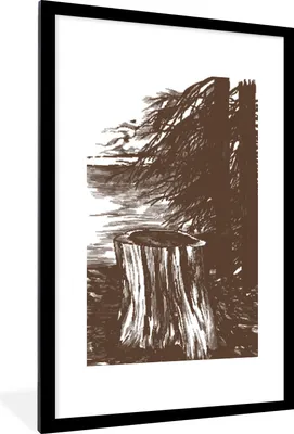 Produktbild von MuchoWow® MuchoWow® Gerahmtes Poster Baum - Meer - Illustration 60x90 cm - Poster mit zchwarzem Bilderrahmen - Dekoration - Wandposter Wohnzimmer - Hochwertig