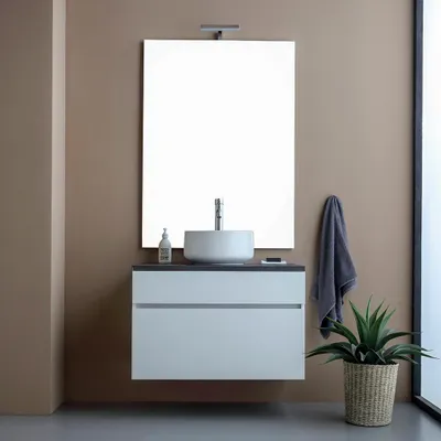Immagine prodotto di Mobile bagno sospeso 80cm bianco con top antracite | Sole