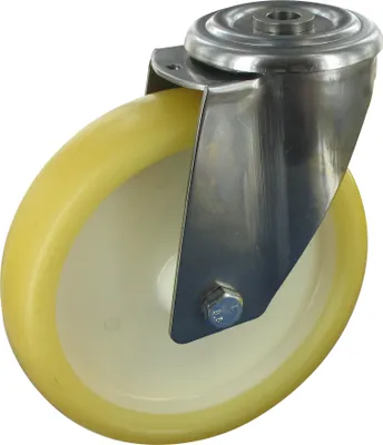 Produktbild von Edelstahlrollen Lenkrolle ohne Feststeller Ø125mm Polyurethan Rückenloch