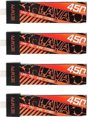 Produktbild von BetaFPV LAVA Lipo Akku 75C LiHV 450mAh 1S 4 Stück