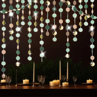 Image de Guirlande ronde suspendue, lot de 4, décoration pour fêtes, couleur verte