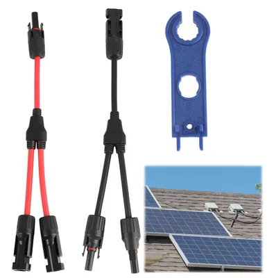 Productafbeelding van Y-kabel voor zonnepanelen, 6 mm², IP67 waterdichte fotovoltaïsche connector, 30 cm, 10 AWG