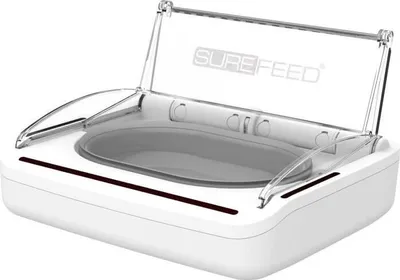 Image de Distributeur de nourriture automatique SureFeed pour chat, Anti-odeur, Blanc, Livré avec bol simple