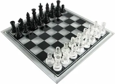 Immagine prodotto di Set di scacchi in vetro - 25 x 25 cm - Set di scacchi in vetro con piedini rialzati