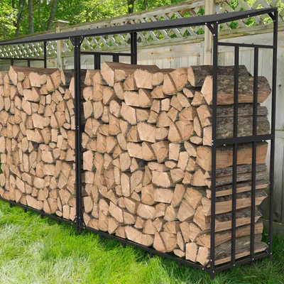 WISFOR metalowy stojak na drewno opałowe stojak na drewno opałowe antracyt XXL wiata ogrodowa na drewno opałowe 1,66 m³ do 400 kg pomoc w układaniu drewna opałowego na zewnątrz