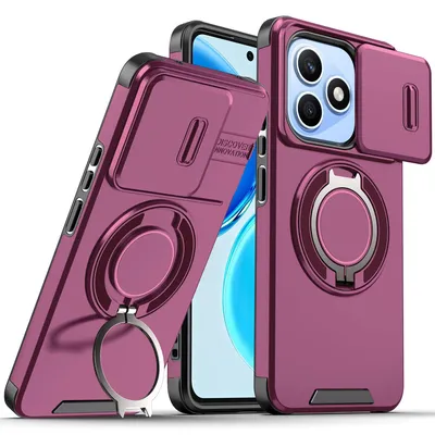 Obrázek produktu pro Dvouvrstvé pouzdro pro Honor X8d, s posuvným krytem fotoaparátu a magnetickým kroužkovým stojánkem Třešňově