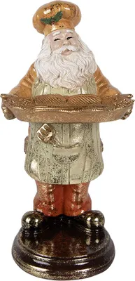 Image de Clayre & Eef Figurine de décoration de Noël Père Noël 15x18x31 cm Beige Plastique