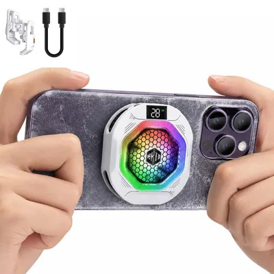 Produktbild von Magnetischer Handy-Kühler, Halbleiter, 4 Modi, KI-Temperaturregelung, RGB, Digitaldisplay, 24W – für Gaming & Live-Streaming