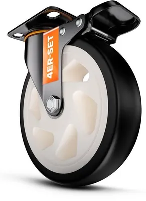 Obrázek produktu pro Vysokozátěžové kolečka 150 mm – nosnost až 1000 kg [4 brzdy] – stabilní a odolná – otočná kolečka pro dílny, nábytek a venkovní použití – nábytková kolečka – přepravní kolečka s vysokou nosností