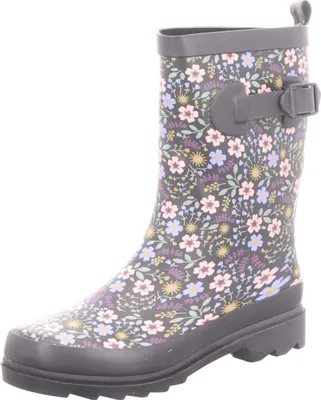 Produktbild von Jewels of Style Damen-Gummistiefel Blumen-Muster Schwarz-Mehrfarbig, Farbe:schwarz, EU Größe:39