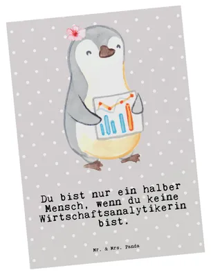 Produktbild von Mr. & Mrs. Panda Grußkarte Wirtschaftsanalytikerin Herz - Grau Pastell - Geschenk, Postkarte, Ansichtskarte, Postkarten, Ansichtskarten, bildkarte