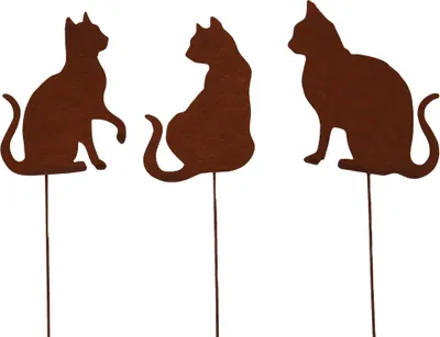 Produktbild von UNUS Garden Deko Katzen Gartenstecker 3er Set, Gartendeko Rostoptik