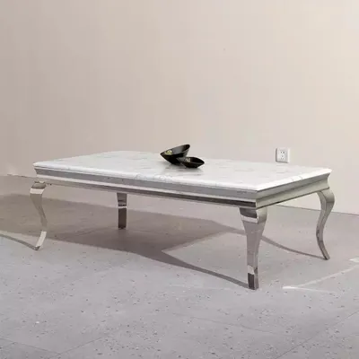 Zdjęcie produktu dla Stolik kawowy do salonu stolik sofa stolik boczny 130x70 srebrny