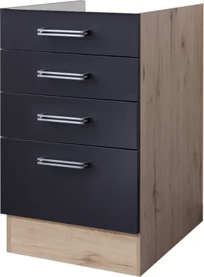 Produktbild von Schubkastenschrank ohne Arbeitsplatte - 50 cm breit - Anthrazit San Remo Eiche – Lino