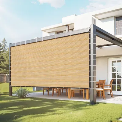 Image de Toile d'ombrage de protection solaire 366x610cm - 90% de protection visuelle - Beige Jardin Protection solaire - Protection UV Toile pour l'extérieur