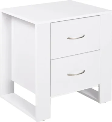Obrázek produktu pro Noční stolek - Noční stolek do ložnice - 2 zásuvky - S nožičkami - Moderní marocký styl - 48x39x54 cm - Bílá