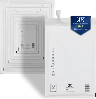 Produktbild von 300 Luftpolster-Versandtaschen G7 G/7 250x350mm (Außenmaß) Weiß