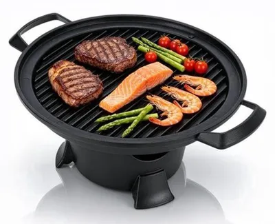 Produktbild von Hibachi-Grill, Mini-Holzkohlegrill, Antihaftbeschichtung, Rauchfreier Grill, Abgasreiniger für Outdoor-Camping, Gusseisen