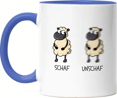Produktbild von Schaf Unschaf Tasse Blau Lustig Wortwirt Wortspiel Fotograf Geschenk Fotografie