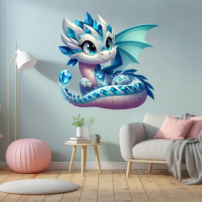 Produktbild von Decords Wandtattoo – niedlicher farbenfroher Baby-Drache, 20 cm