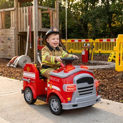 Produktbild von Elektroauto Feuerwehr Soft-Start Sicherheitsgurt, Kinder-Elektro-Feuerwehrauto 12V mit Sirene & Blaulicht, Rot  |  3–5 Jahre  |  3 km/h  |  86 x 49 x 52 cm