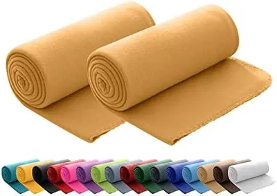 Produktbild von Set von 2 Polar Fleece Decken 130x160 cm, Weich und Warm, Senfgelb, Anti-Pilling, 100