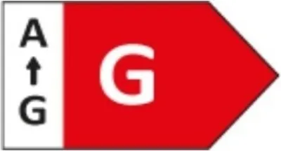 An energy efficiency label with a rating of G.