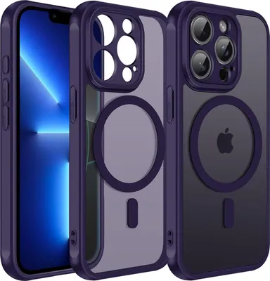 Immagine prodotto di Custodia magnetica per iPhone 13 Pro Max Custodia protettiva Magsafe Telaio in TPU antiurto forte anello magnetico, viola