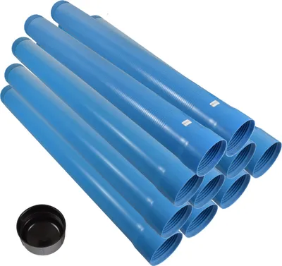 Produktbild von Agora-Tec® 4 Zoll Brunnenrohr-Set (10 Meter) inkl. 2 m Filterrohr (SW 0,75mm) und Bodenkappe