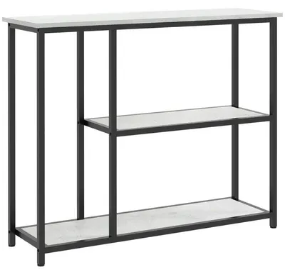 Immagine prodotto di Tavolino consolle - Tavolino da ingresso con 2 ripiani aperti | Colore: Bianco e nero | Dimensioni: 100x30x80 cm