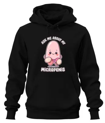 Obrázok produktu pre Mikropenis – zábavný a roztomilý darček – mikina s kapucňou, čierna, veľkosť XXL