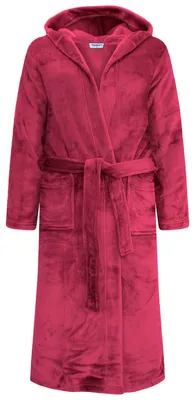 Immagine prodotto di GAUBERT Accappatoio unisex in pile con cappuccio, extra lungo, bordeaux, taglia L/XL