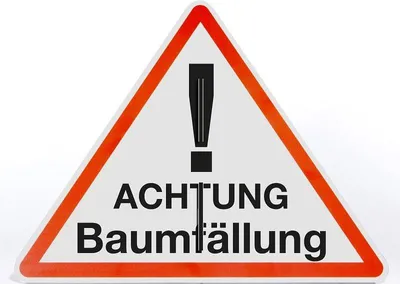 Produktbild von AllesKlaro® - Schild Aufsteller - Achtung Baumfällung - Dreieck 50 x 40 cm - 4 mm Alu Verbundplatte - freistehend aufstellbar
