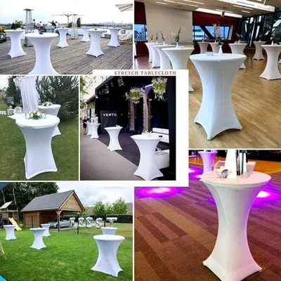 Immagine prodotto di Copritavoli bianchi per tavoli da bistrot Ø 80-85 cm, set da 6, rinforzati
