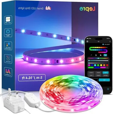 Immagine prodotto di Striscia luminosa a LED da 5 metri con cambio di colore e sincronizzazione musicale, compatibile con Alexa e Google Assistant