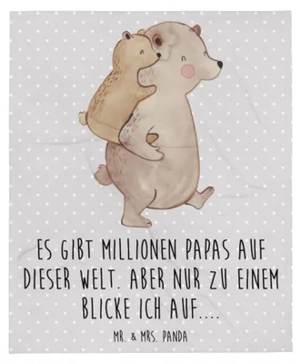 Produktbild von Mr. & Mrs. Panda Decke Papa Bär - Grau Pastell - Geschenk, Vatertag, Plaid, Muttertag, Wohndecke, Geburtstag, Tagesdecke, Bettdecke, Kuscheldecke