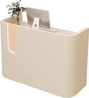 Produktbild von Kassentheke mit LED und Schubladen, Empfangstheke für Büro, Supermarkt, Hotel, Bekleidungsgeschäft, Beige 120x60cm【M Yuanhu 120】