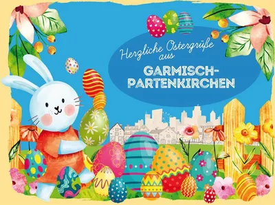 Produktbild von vianmo Holzschild 30x40 cm Ostern Ostergrüße GARMISCH-PARTENKIRCHEN