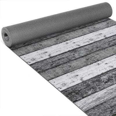 Produktbild von Küchenläufer Flur Läufer Küchenteppich Teppich Textil RANNA Grau Holzdielen Robust Breite 67cm Länge 25m