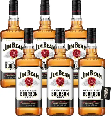 Produktbild von Jim Beam Kentucky Staight Bourbon Whiskey 1L (40% vol.)- [Enthält Sulfite]