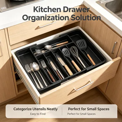 Produktbild von Erweiterbarer Besteckkasten Organizer verstellbar Kunststoff