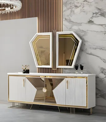 Immagine prodotto di Lussuoso set da pranzo da 8 pezzi con sedie e raffinata credenza