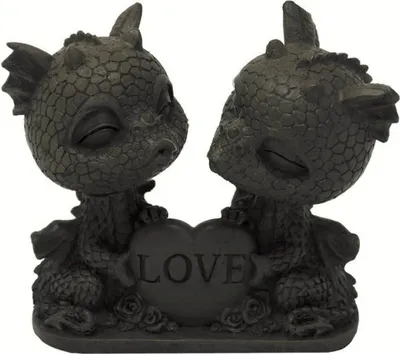 Produktbild von Gartenfigur Gartendrache - Modell Wackelkopf Love - Fantasy Figur Deko Drache süß