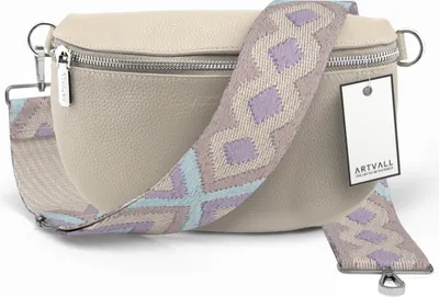 Produktbild von ARTVALL - Umhängetasche aus Leder, Klein mit verstellbarem Schultergurt, abnehmbares Taschenband, Crossbody Bag in Beige