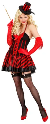 Produktbild von W WIDMANN MILANO Party Fashion - Kostüm Burlesque Girl, Kleid mit Strapse, Minizylinder, Diva, Fasching, Karneval, Mottoparty