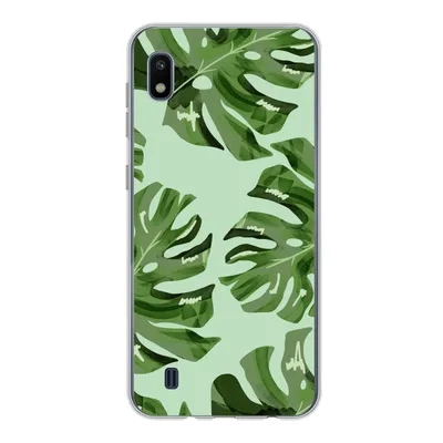 Produktbild von MuchoWow® Handyhülle Schutzhülle Hülle für Samsung Galaxy A10 Blätter - Tropisch - Pastell Silikon Softcase Handy Hülle - Schutzhülle